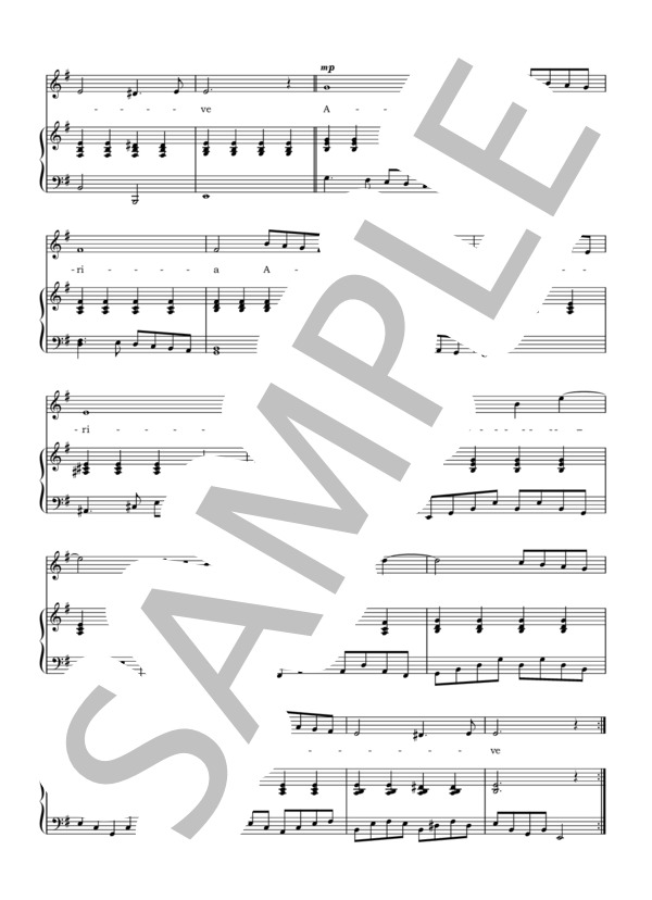カッチーニのアヴェ・マリア Ave Maria ( Caccini ) e minor ホ短調 中声用 (CACCINI GIULIO ROMANO) / アンサンブルピアノ＋歌 初〜中級 - サンプル譜面 2/3