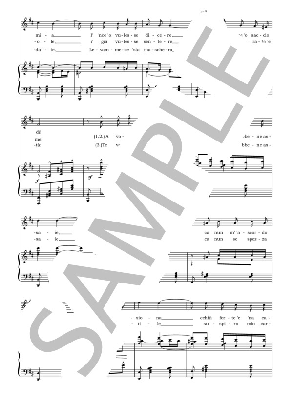 彼女に告げてよ Dicitencello vuie b minor ロ短調 ヴォーカル＆ピアノ楽譜 (ホドルフォ・ファルヴォ) / アンサンブルピアノ＋歌 中級 - サンプル譜面 2/3