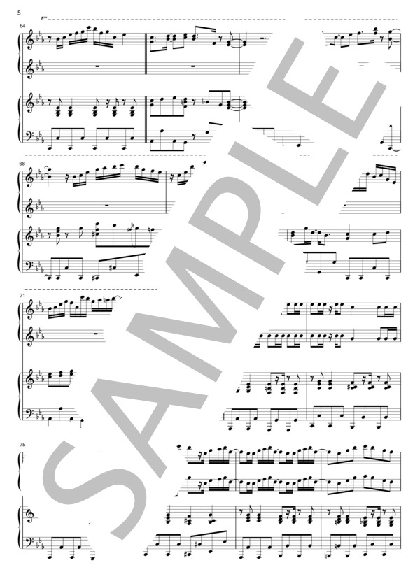 【動画あり】夜に駆ける（連弾） (YOASOBI) / ピアノ連弾 上級 - サンプル譜面 5/5