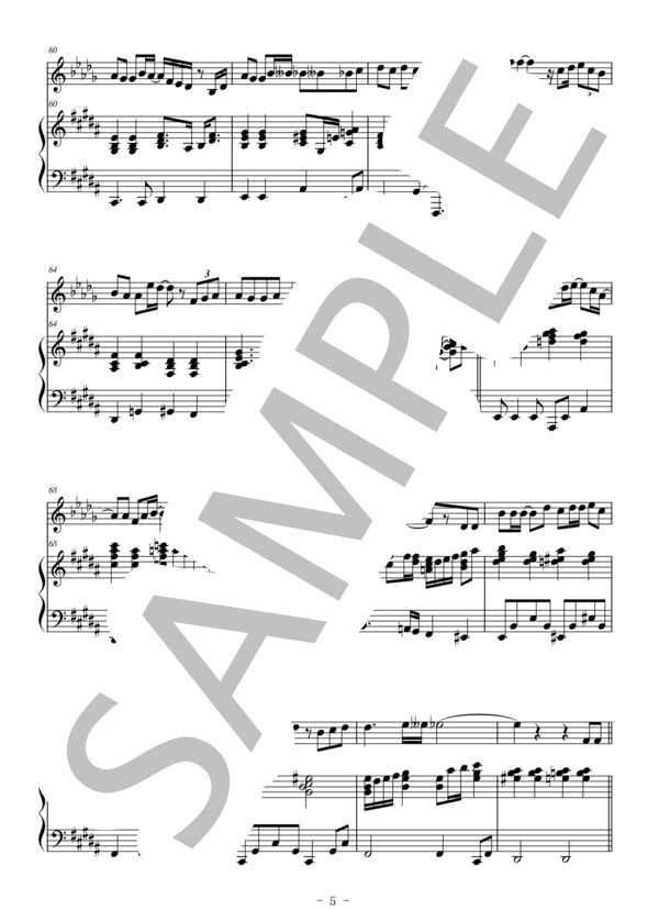 雪の華（クラリネット＆ピアノ伴奏） (中島 美嘉) / 上級 - サンプル譜面 5/5