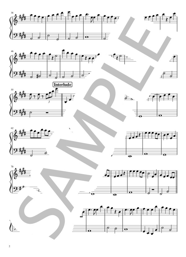 【動画あり】青と夏  /  Mrs. GREEN APPLE【初心者用・簡単楽譜】 (Mrs.GREEN APPLE) / ピアノソロ 初級 - サンプル譜面 2/5