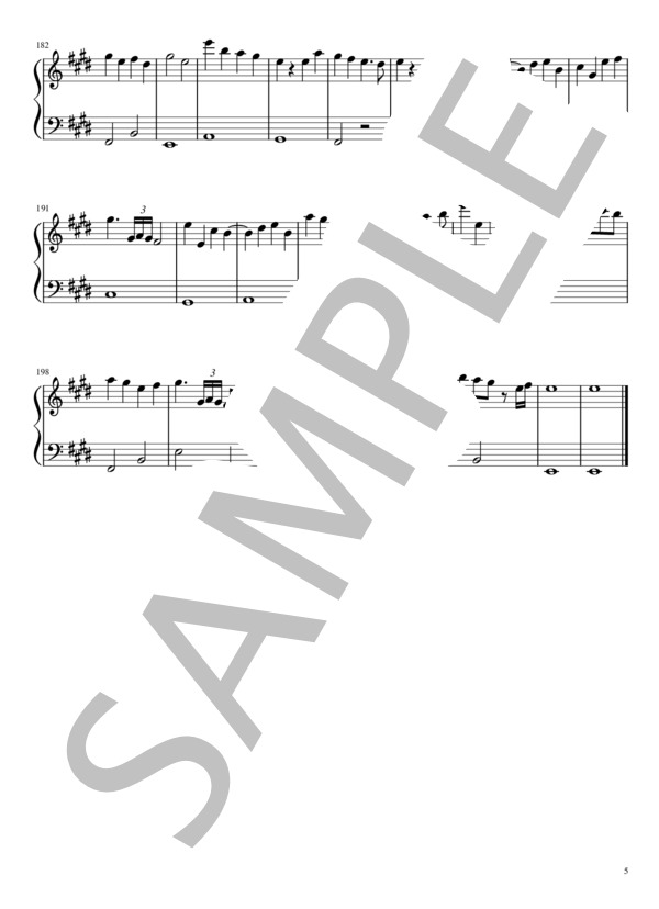 【動画あり】青と夏  /  Mrs. GREEN APPLE【初心者用・簡単楽譜】 (Mrs.GREEN APPLE) / ピアノソロ 初級 - サンプル譜面 5/5