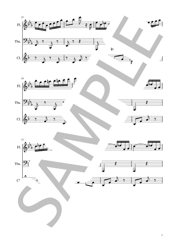ピツィカート（フルート、クラリネット、チューバ）） (クレマン・フィリベール・レオ・ドリーブ) / アンサンブルパート 初級 - サンプル譜面 3/5