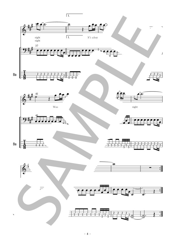 楽譜【ZARD】It's a Boy【ボーカルとベース譜※TAB付き】 / エレキベース 初〜中級 - サンプル譜面 4/5