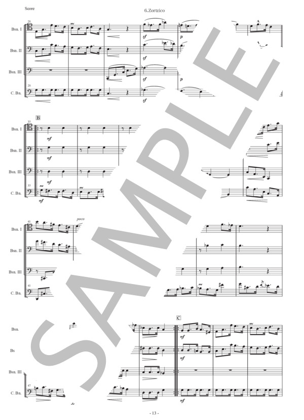 アルベニス「エスパーニャ〜ソルチーコ」バスーン四重奏版 (イサーク・アルベニス) / ファゴット 初〜中級 - サンプル譜面 2/5