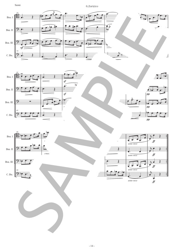 アルベニス「エスパーニャ〜ソルチーコ」バスーン四重奏版 (イサーク・アルベニス) / ファゴット 初〜中級 - サンプル譜面 3/5