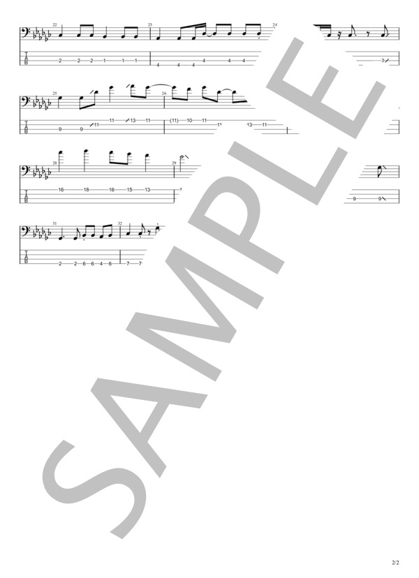 ずるい人 (TETORA) / エレキベース 初級 - サンプル譜面 2/2